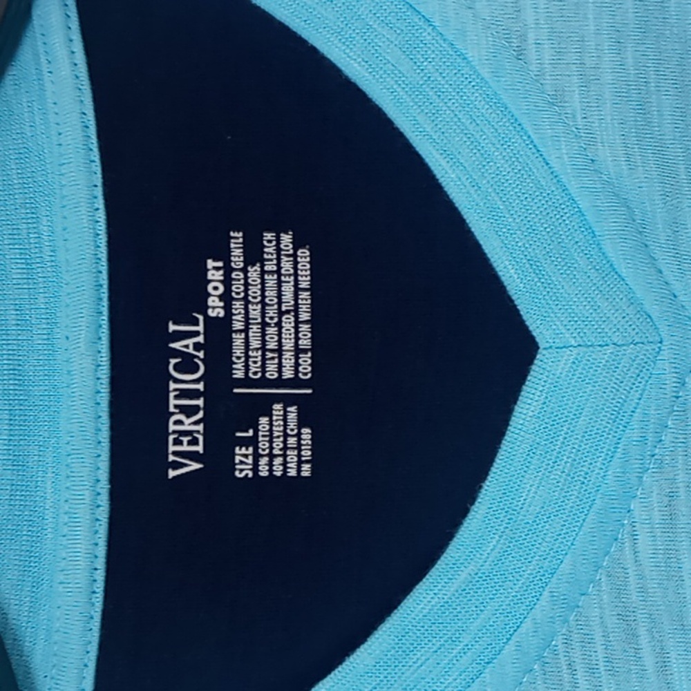 Blue Short Sleeve Tee with Shoulder Accents - Picture 2 of 4